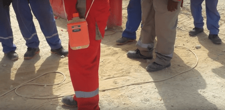 Toolbox meeting at construction site